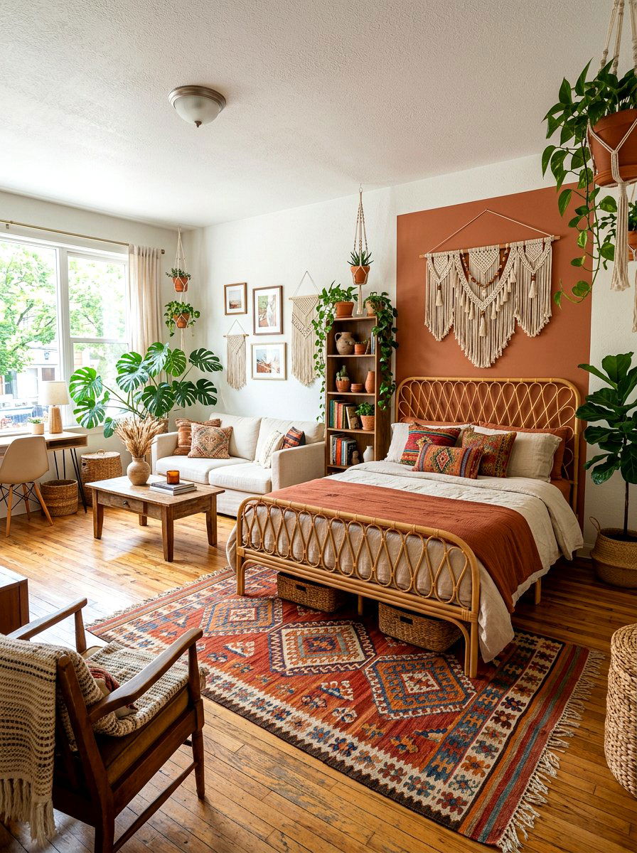 Boho studio apartment decor - 30 studio apartment vibe ideas