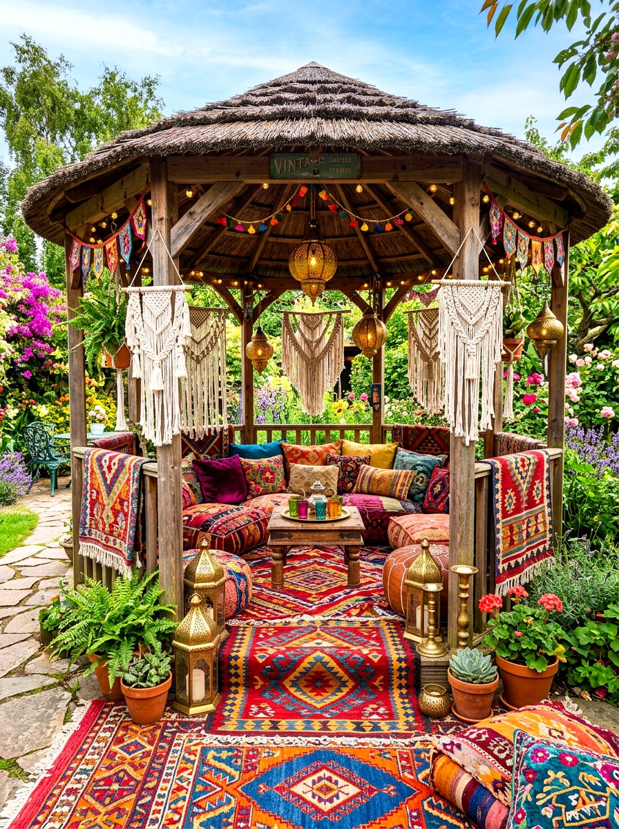 Boho style gazebo - 30 garden party gazebo ideas