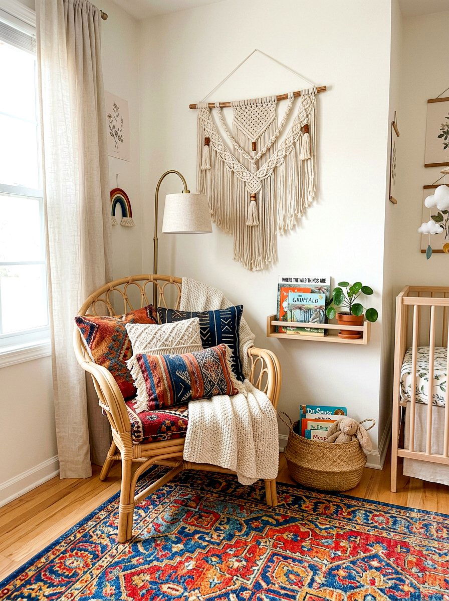 Boho style nursery reading nook - 30 nursery reading corner ideas
