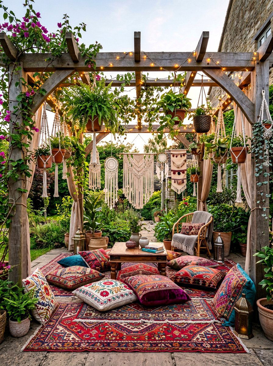 Boho style pergola - 30 patio pergola ideas