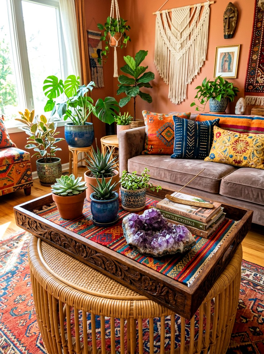 Boho tray styling - 30 coffee table tray styling ideas