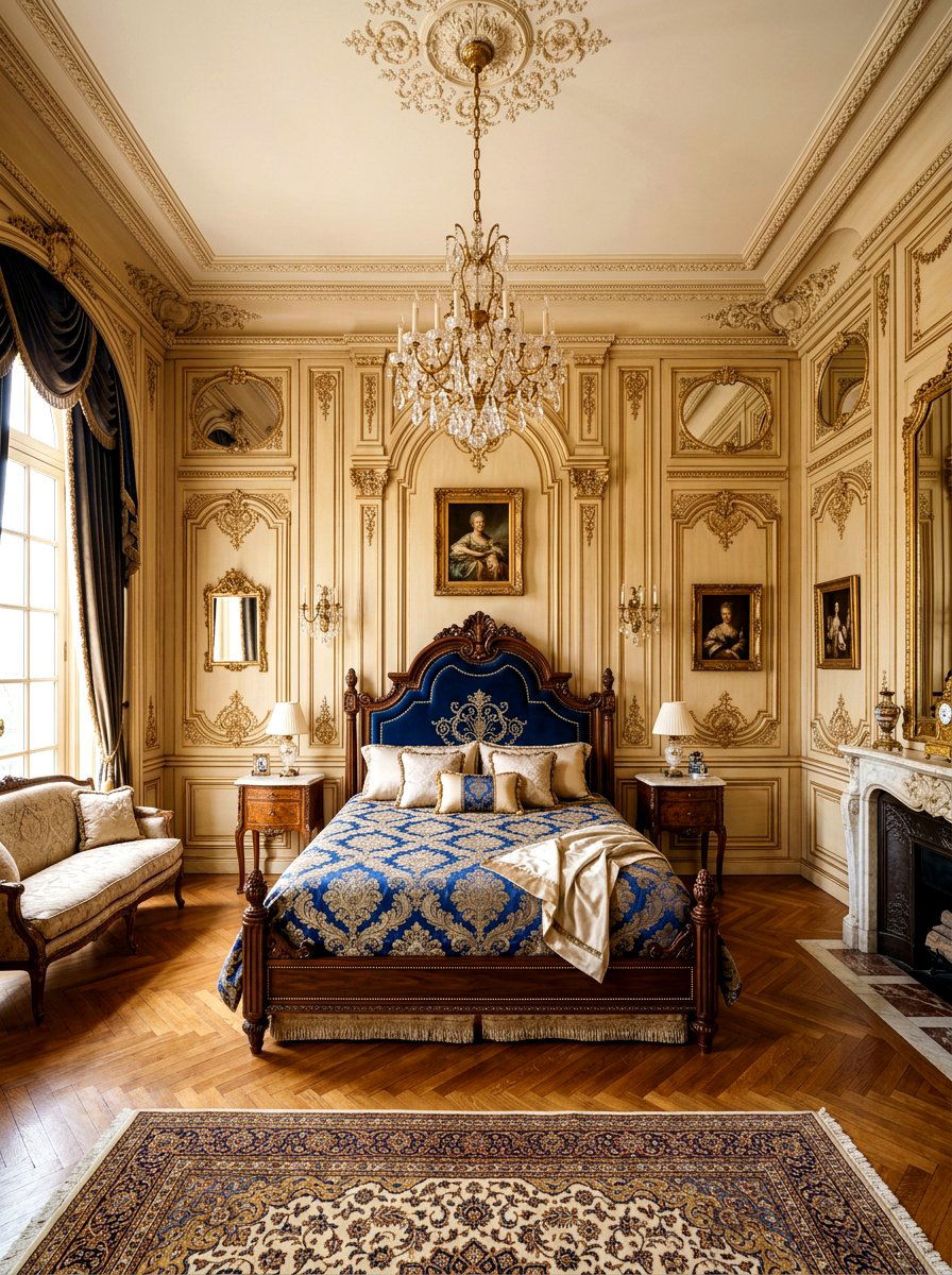 Boiserie wall paneling bedroom - 30 Paris apartment bedroom ideas
