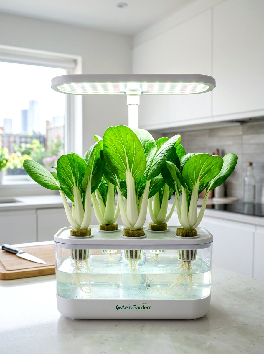 Bok Choy In Hydroponic Starter - 30 windowsill vegetable garden ideas