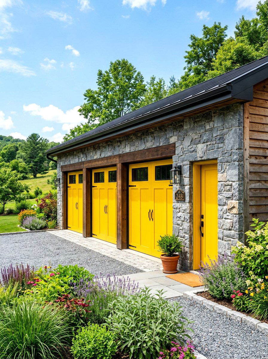 Bold Accent Color - 30 garage facade ideas