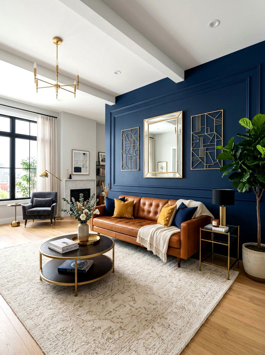 Bold Accent Wall - 30 first apartment living room ideas
