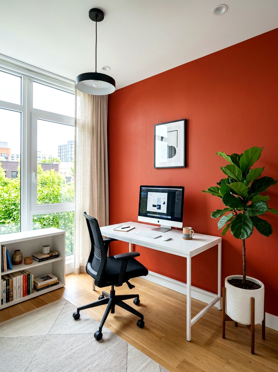 Bold Accent Wall - 30 video call office ideas