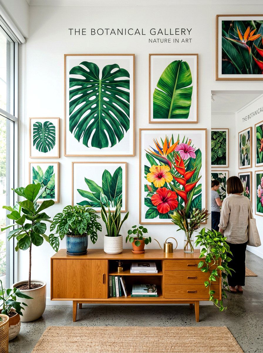 Bold Botanical Gallery - 30 bold colorful gallery wall ideas