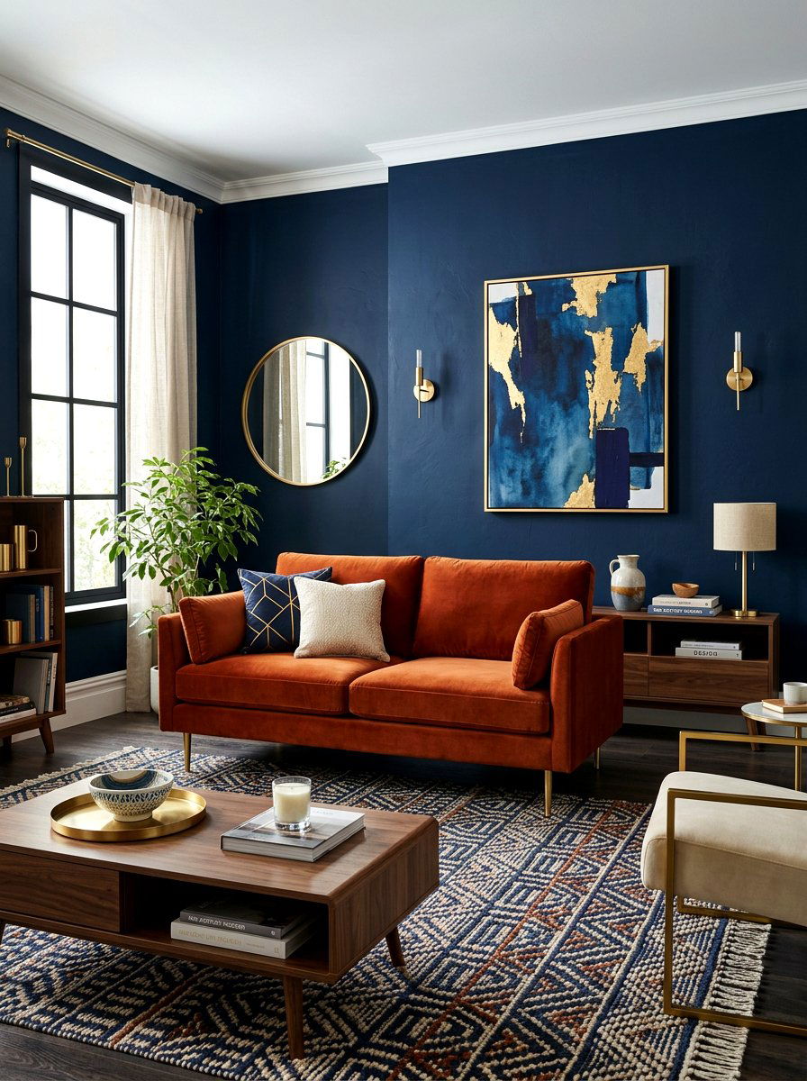 Bold Color Accent Wall - 30 open concept decorating ideas