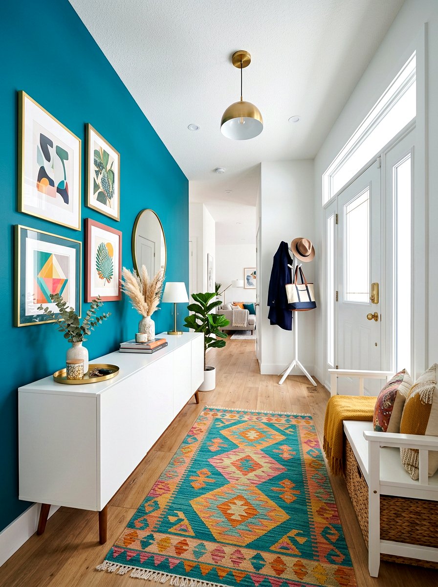 Bold Color Entryway - 30 apartment entryway styling ideas