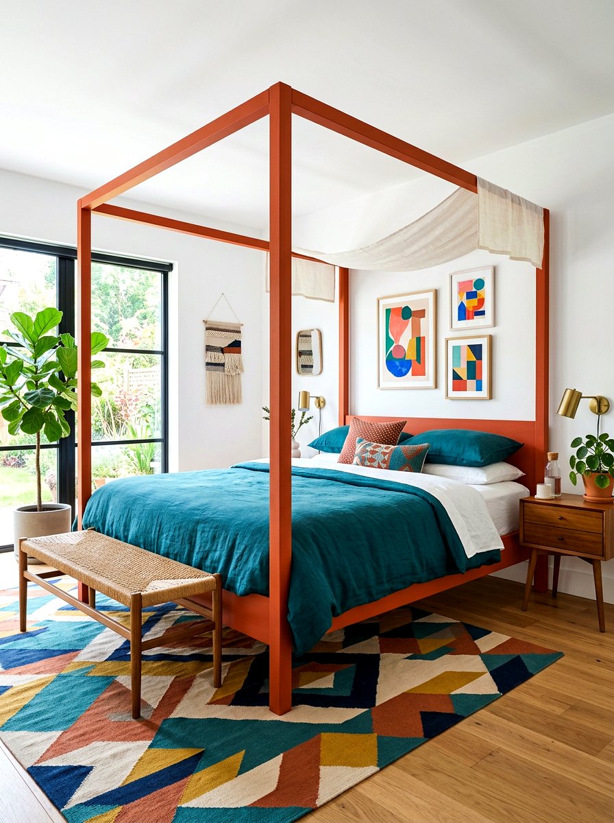 Bold Color Painted Canopy Bed - 30 canopy bed ideas