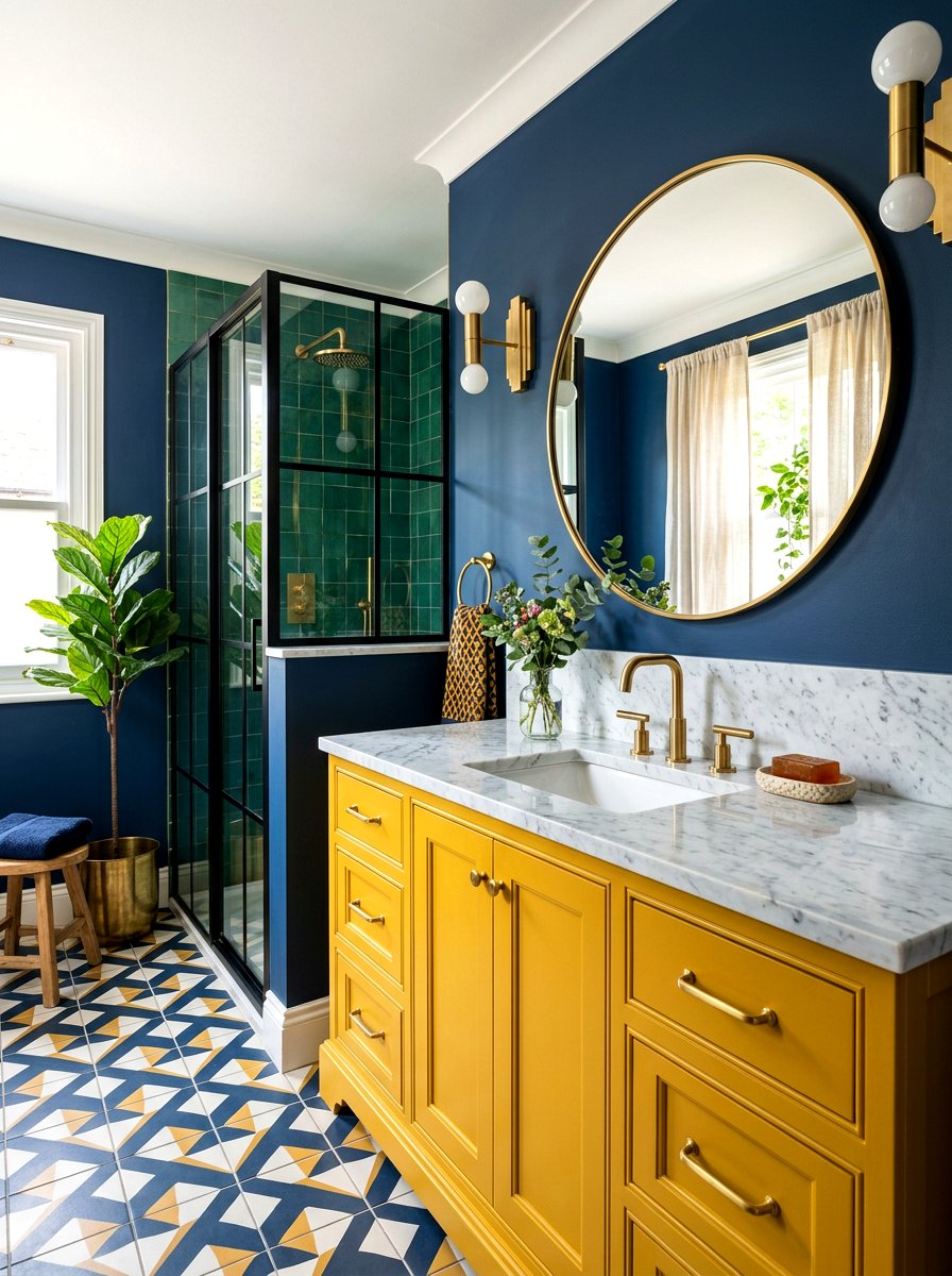 Bold Color Vanity - 30 maximalist bathroom ideas