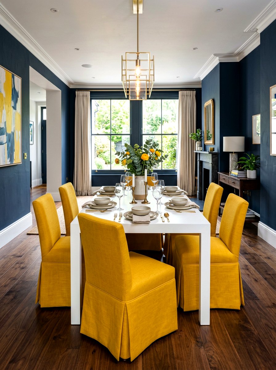 Bold Colored Skirted Chair - 30 skirted dining chair ideas
