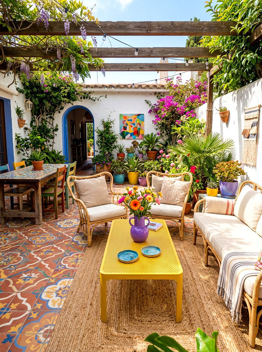 Bold Colorful Outdoor Coffee Table - 30 outdoor coffee table styling ideas