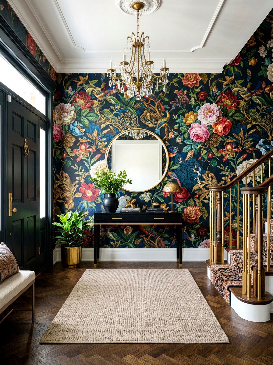 Bold Entryway Wallpaper - 30 viral entryway ideas