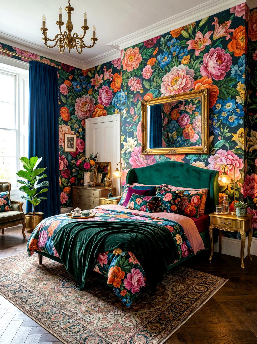 Bold Floral Wallpaper - 30 maximalist decor ideas