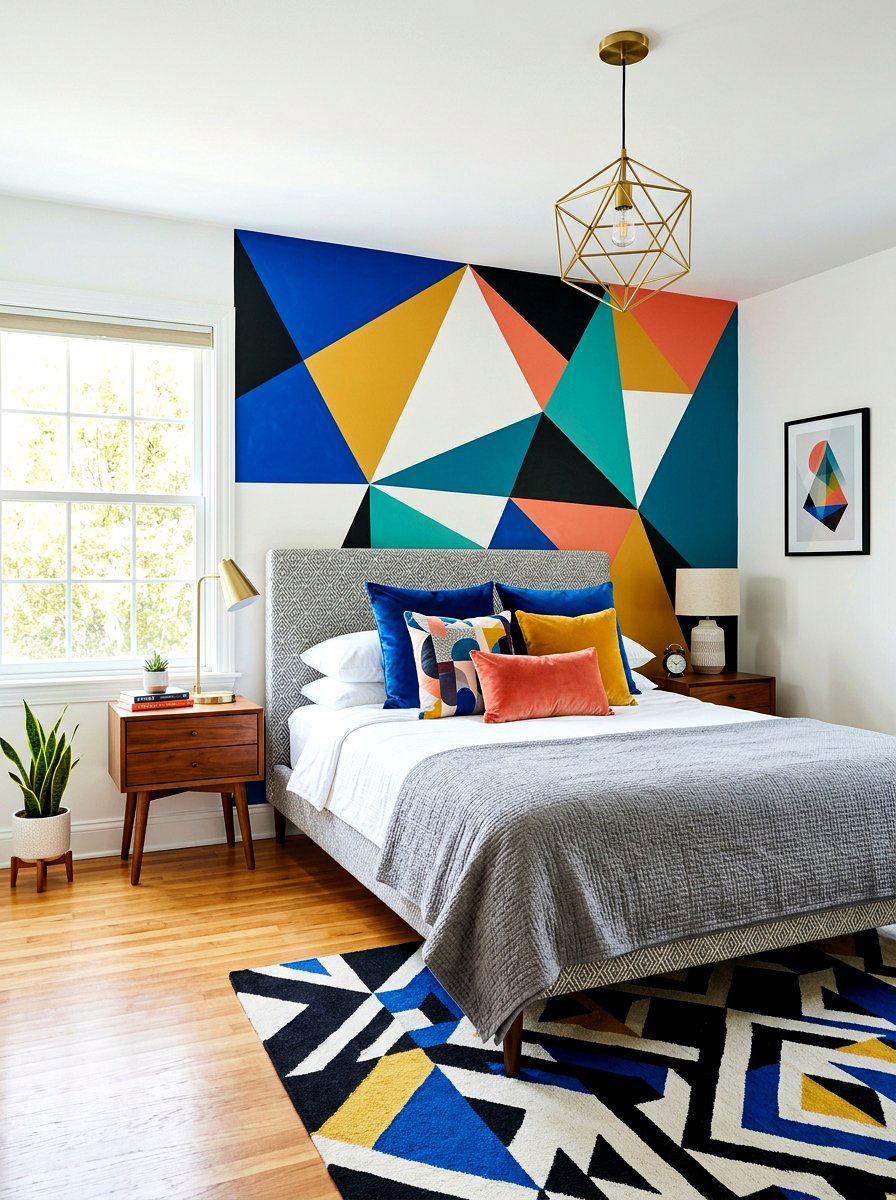 Bold Geometric Eclectic Bedroom - 30 eclectic bedroom ideas