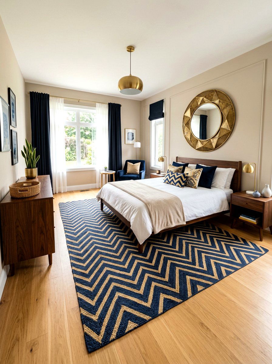 Bold Geometric Rug Bedroom - 30 art deco bedroom ideas