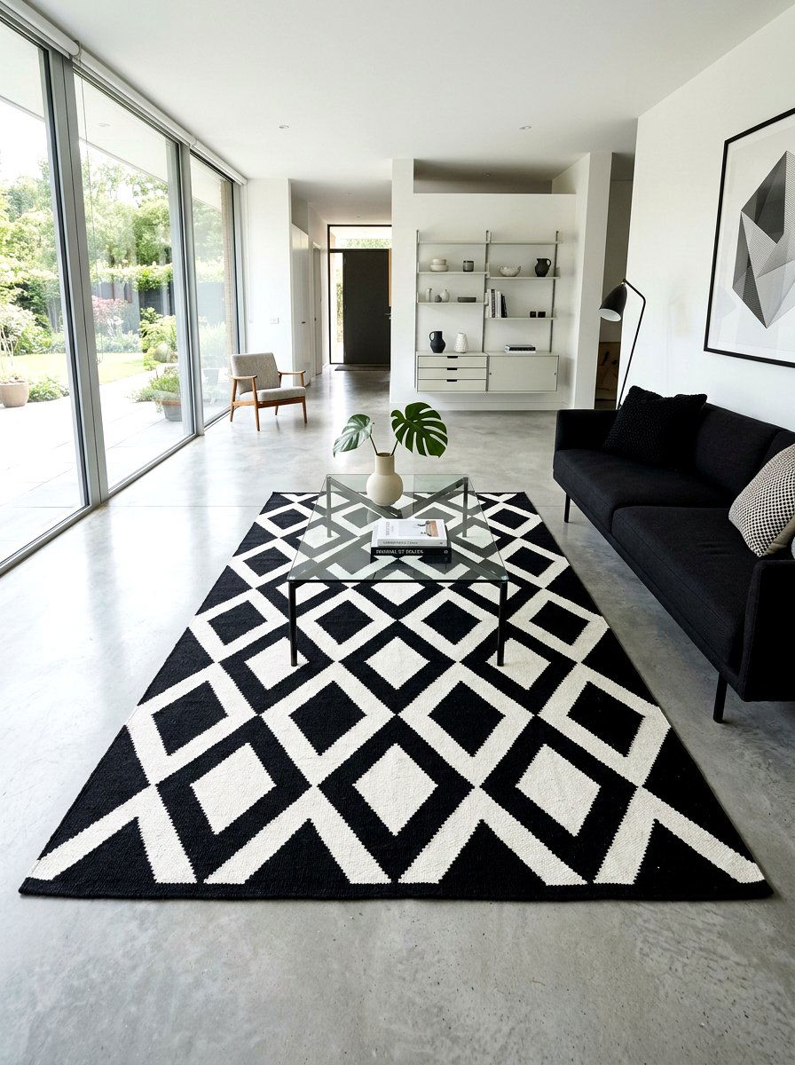 Bold Geometric Rug Placement - 30 dining room rug placement ideas