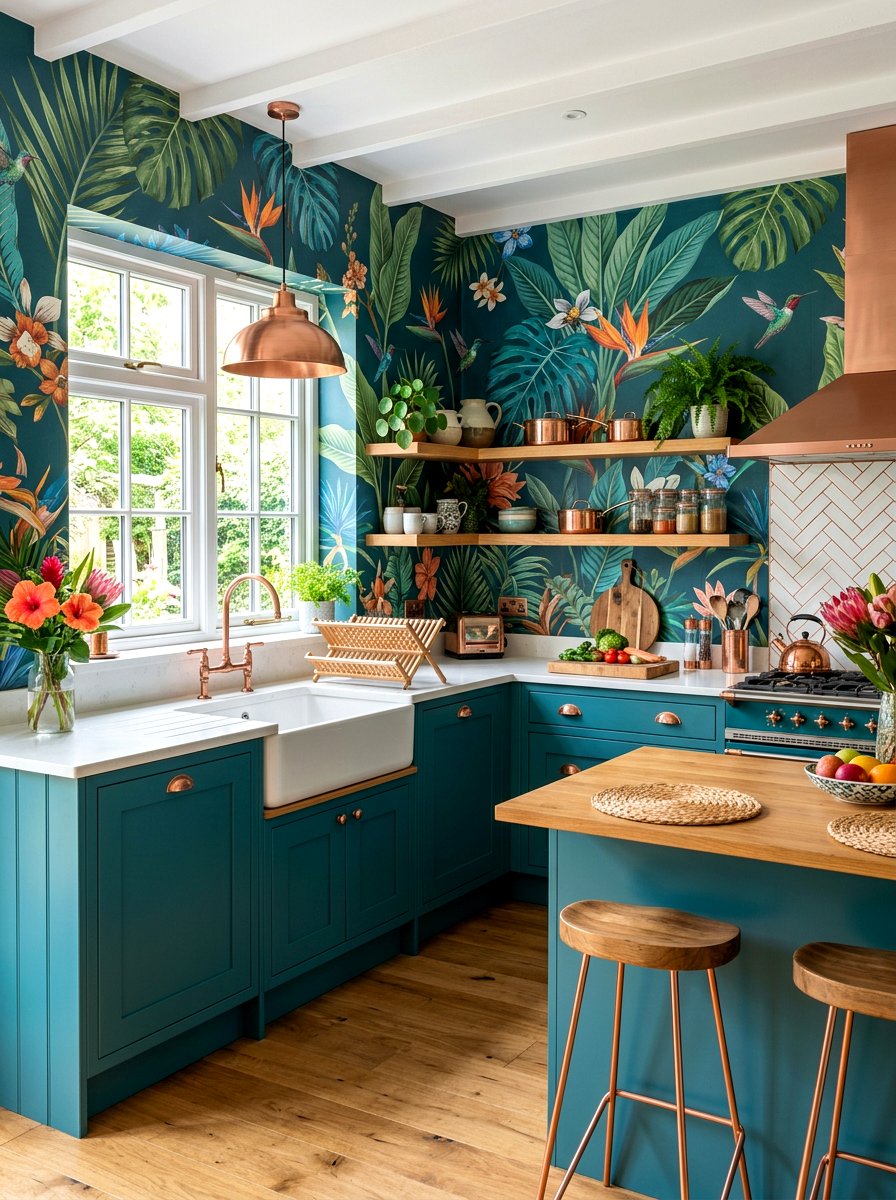 Bold Kitchen Wallpaper - 30 maximalist kitchen ideas
