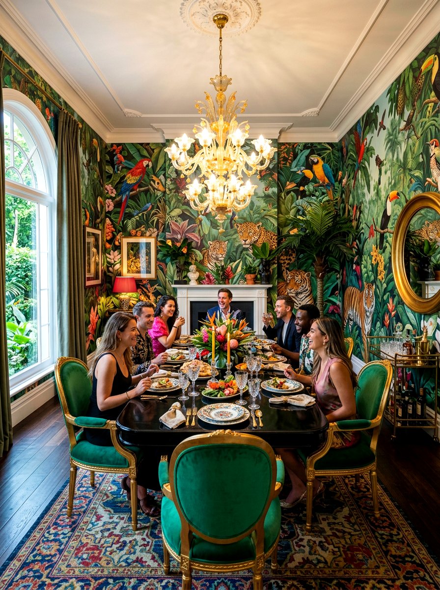 Bold Maximalist Jungle Wallpaper - 30 renter friendly wallpaper ideas aesthetic