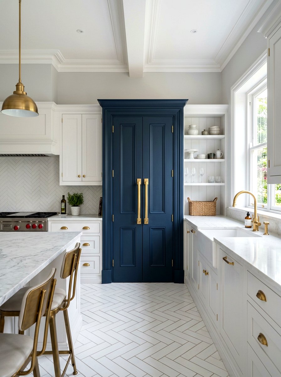 Bold Navy Pantry Door - 30 pantry door ideas
