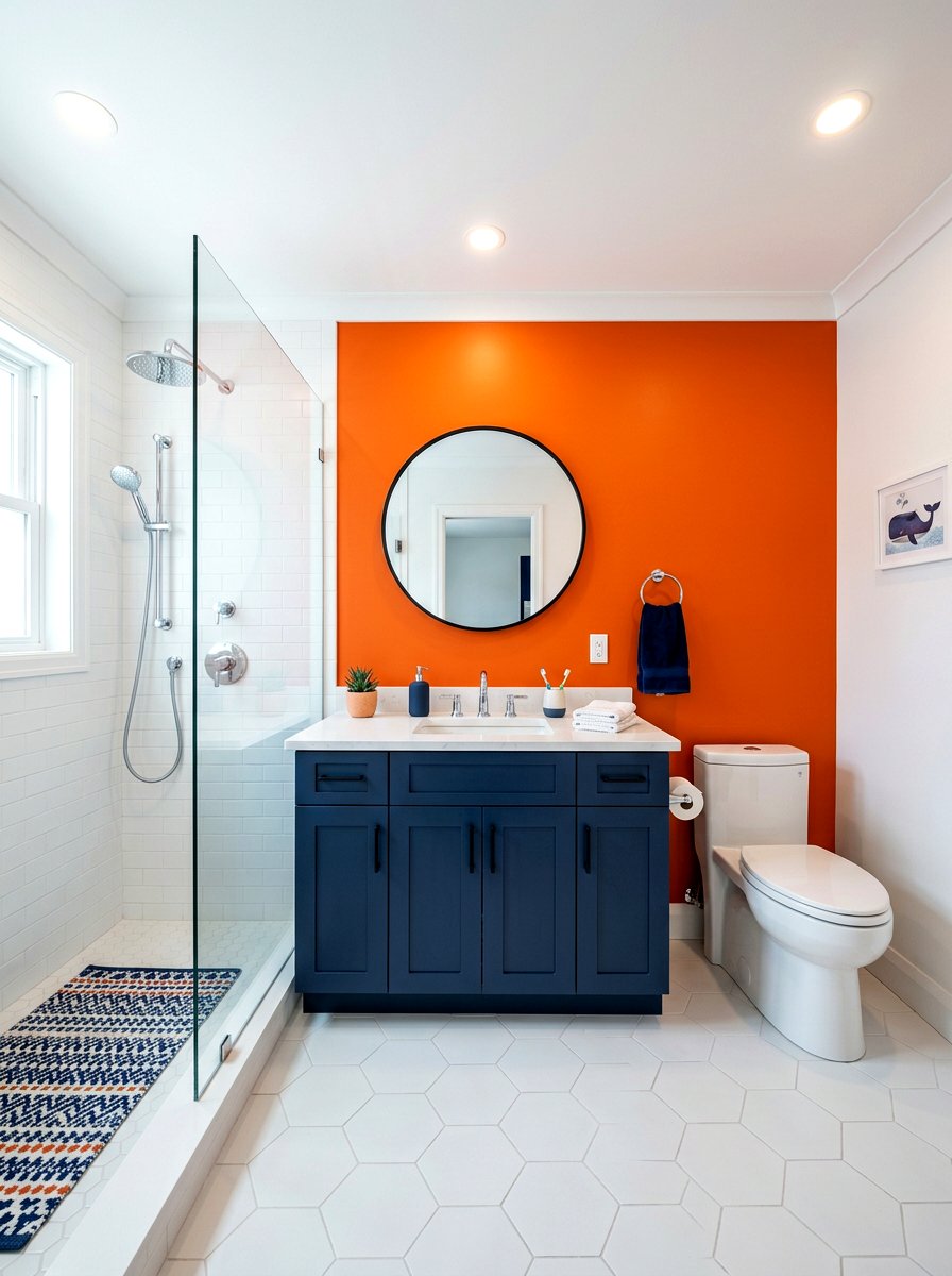 Bold Orange Kids Bathroom - 30 small kids bathroom ideas
