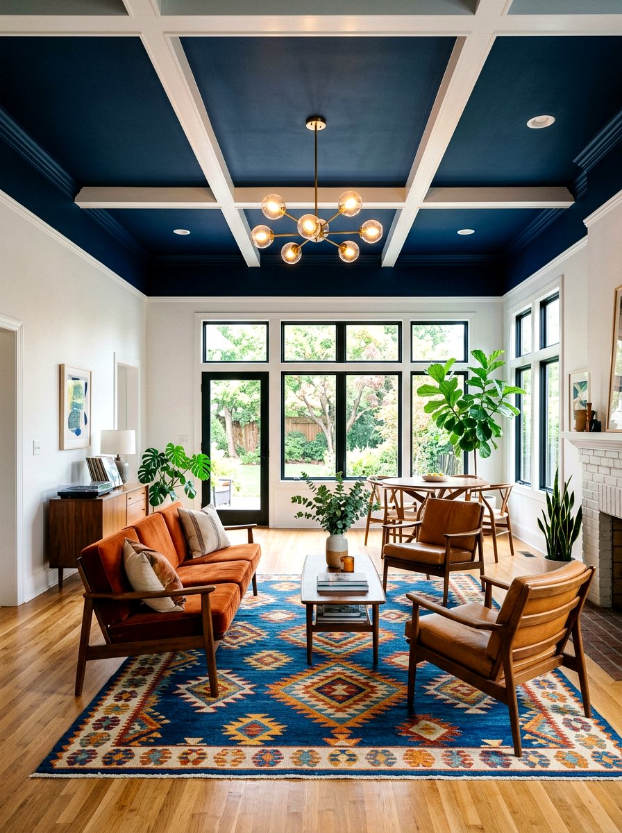Bold Painted Ceiling - 30 eclectic home decor ideas
