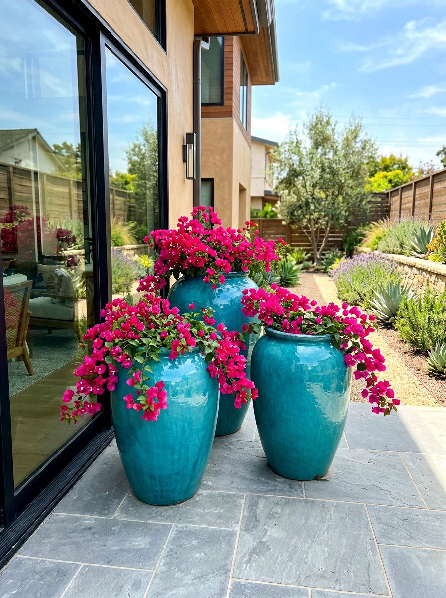 Bold Statement Pottery - 30 side yard flower bed ideas