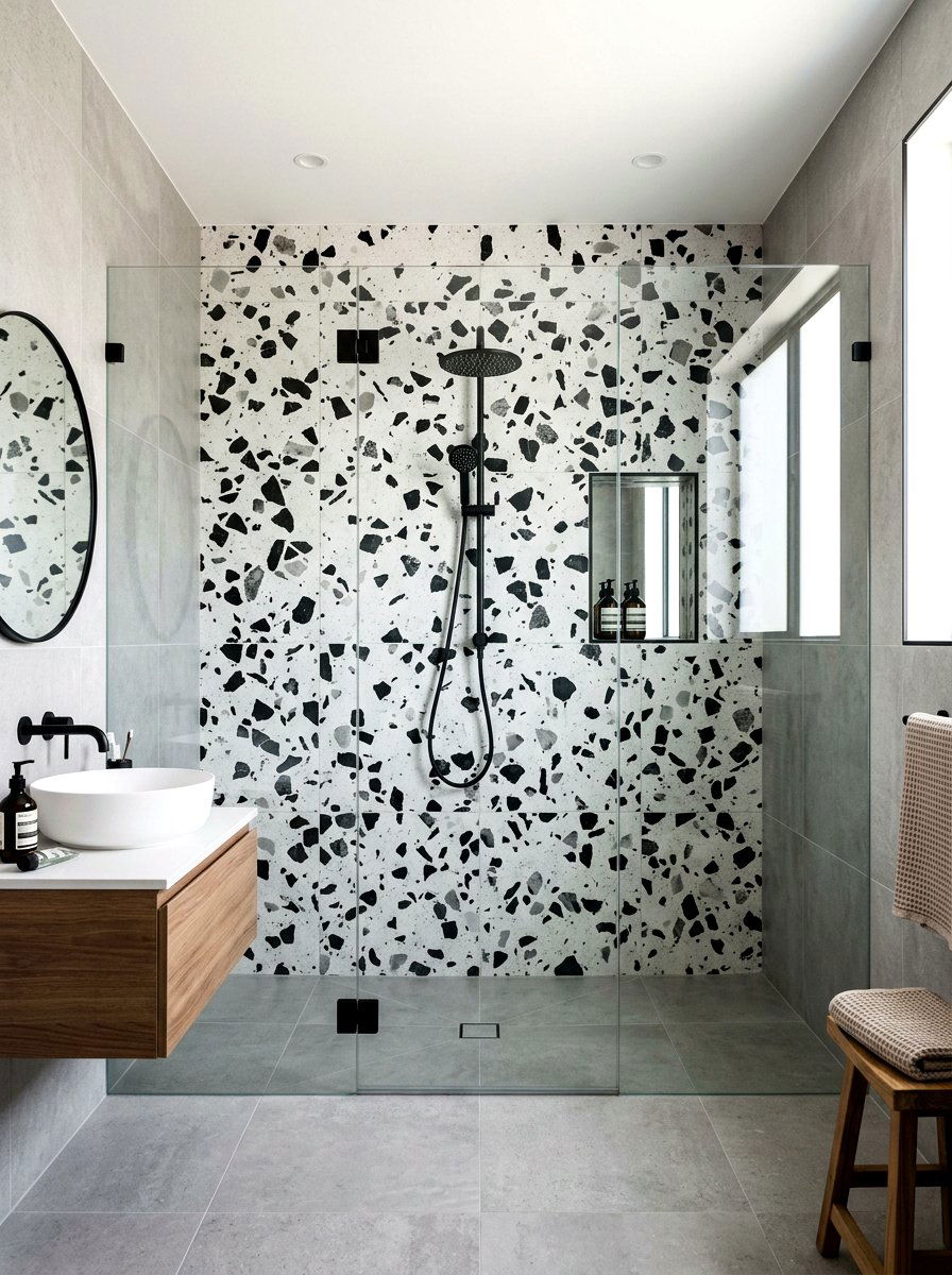 Bold Terrazzo Feature - 30 terrazzo bathroom ideas