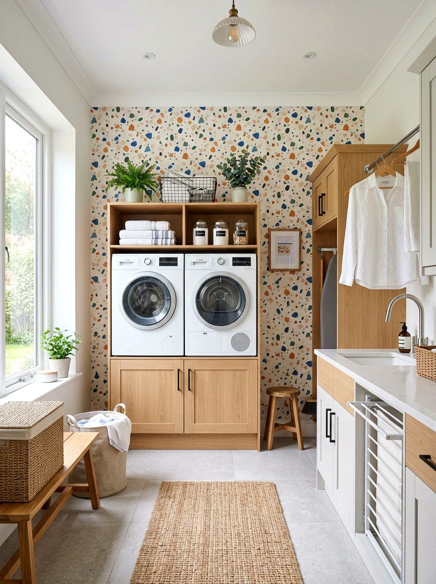 Bold Terrazzo Print Laundry - 30 wallpaper decor ideas
