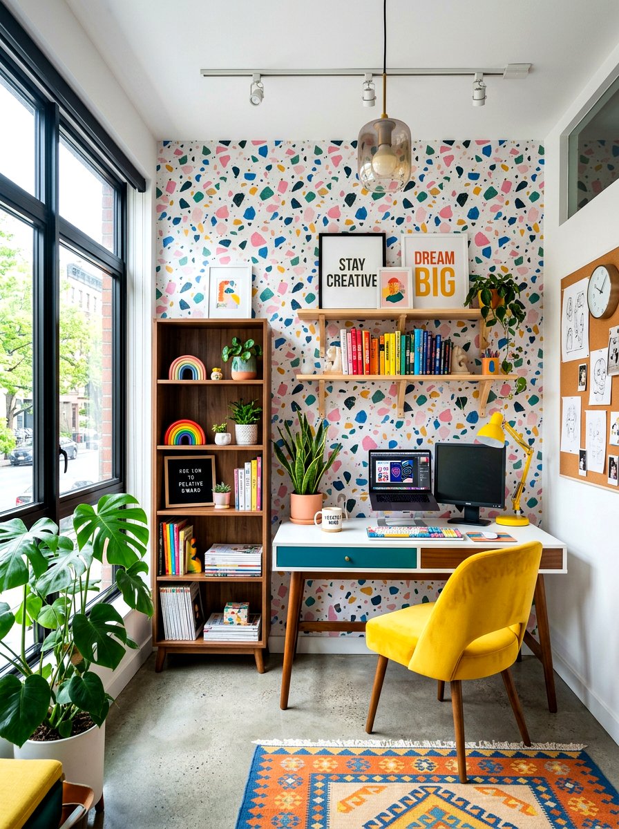 Bold Terrazzo Wallpaper - 30 office wallpaper ideas