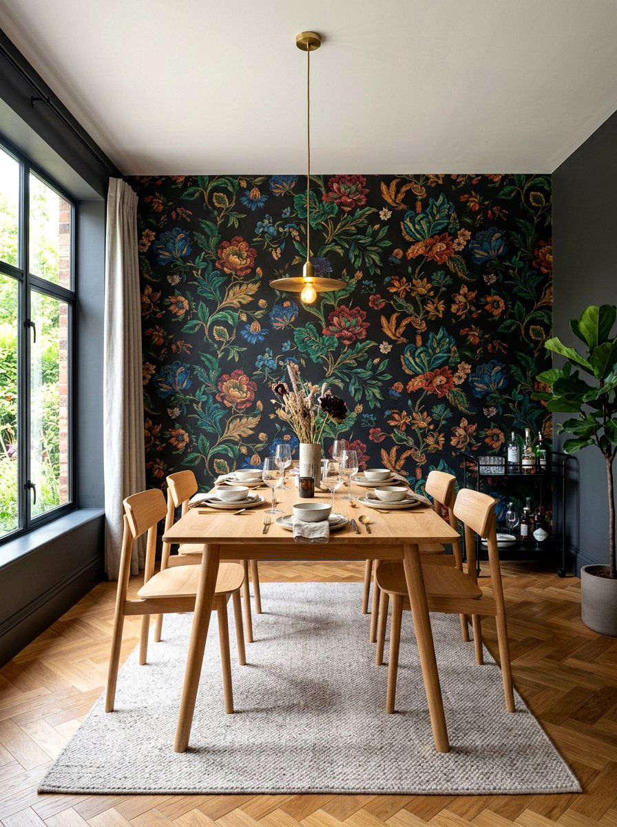 Bold Wallpaper Accent Wall - 30 small dining room ideas