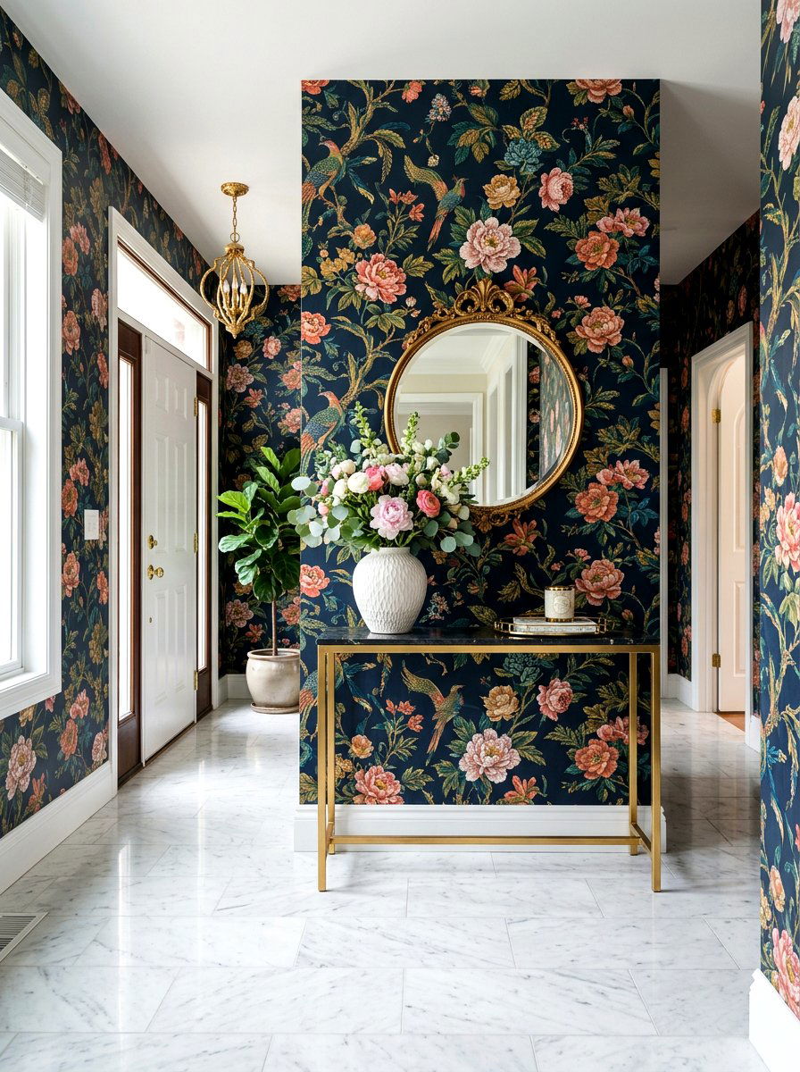 Bold Wallpaper Entryway - 30 front hallway decor ideas