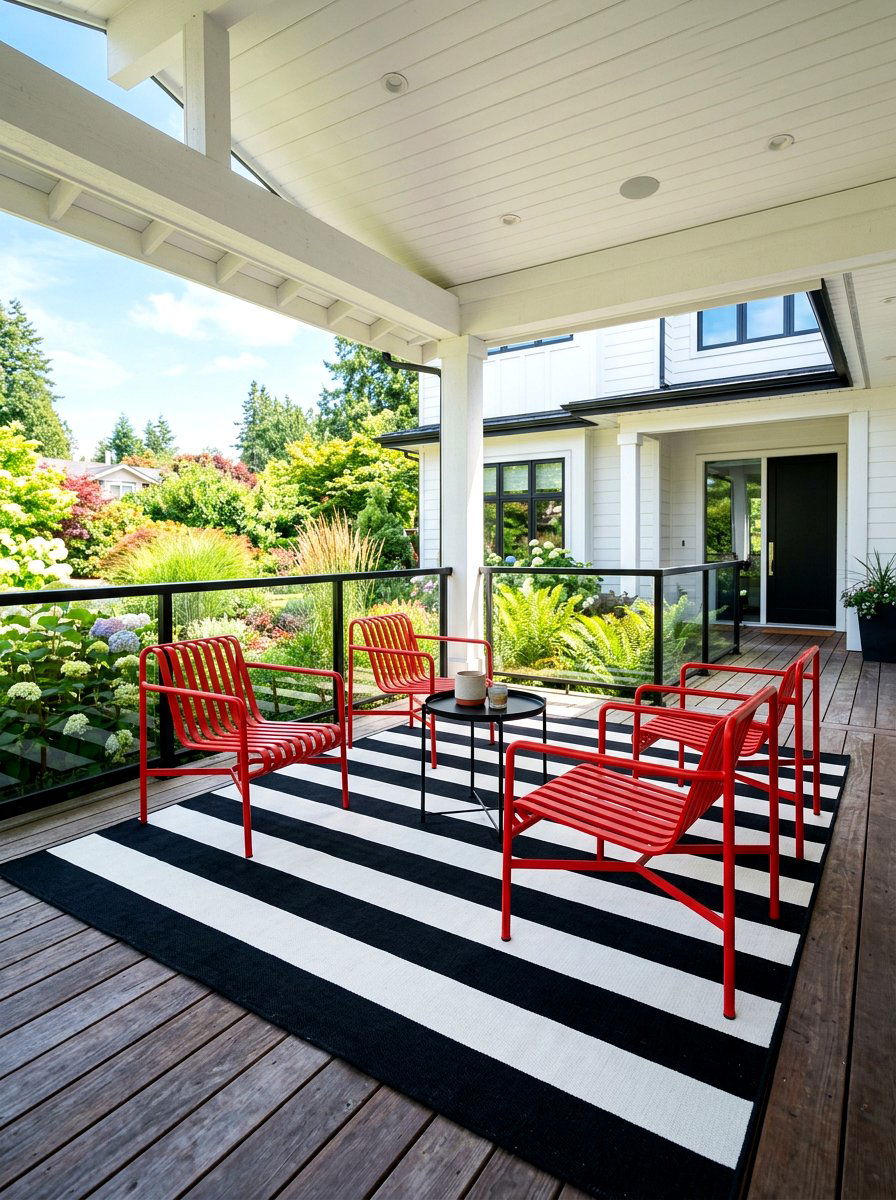 Bold Wide Stripe Porch - 30 striped summer porch ideas