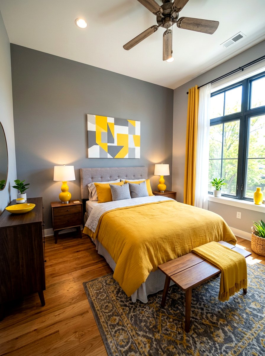 Bold Yellow Accents - 30 summer bedroom decor ideas
