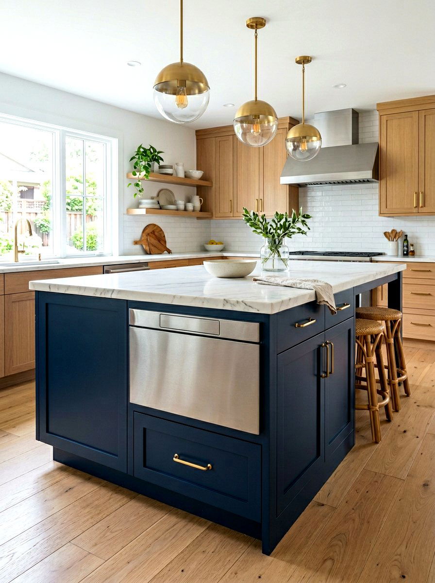 Bold blue island - 30 drawer microwave ideas