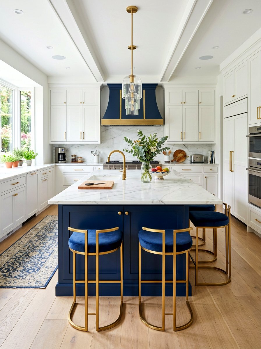 Bold colorful island - 30 TikTok kitchen decor ideas