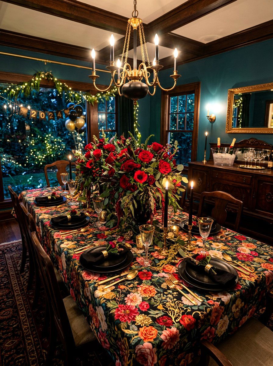 Bold floral dining room - 30 New Year dining room ideas