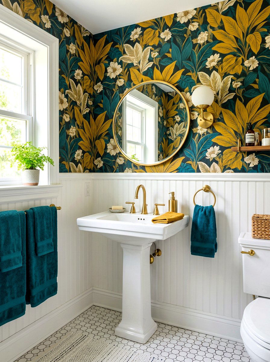 Bold wallpaper bathroom - 30 retro bathroom ideas