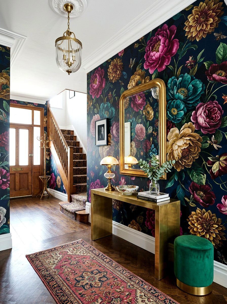 Bold wallpaper entryway - 30 dramatic foyer decor ideas