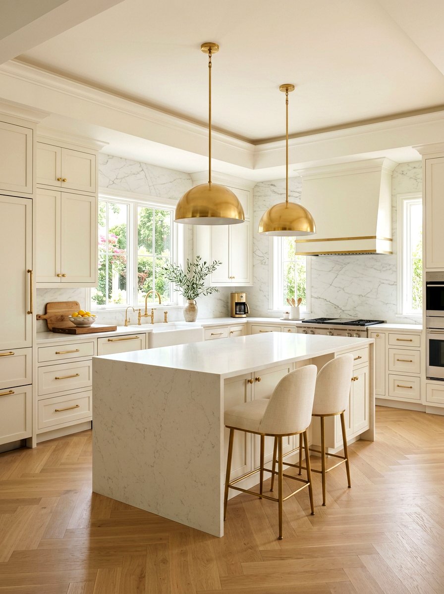 Bone White Kitchen Brass Hardware - 30 warm white kitchen ideas