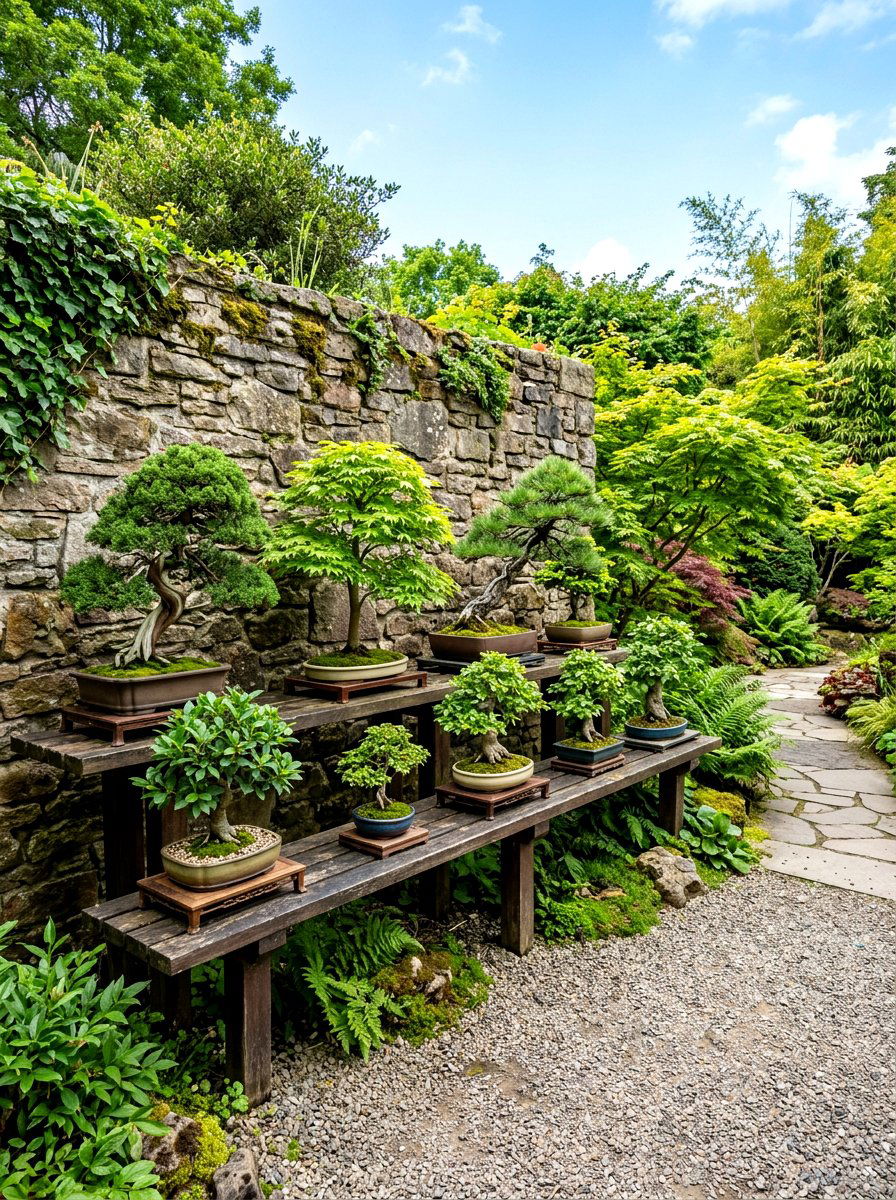 Bonsai Tree Display - 30 Japanese garden ideas