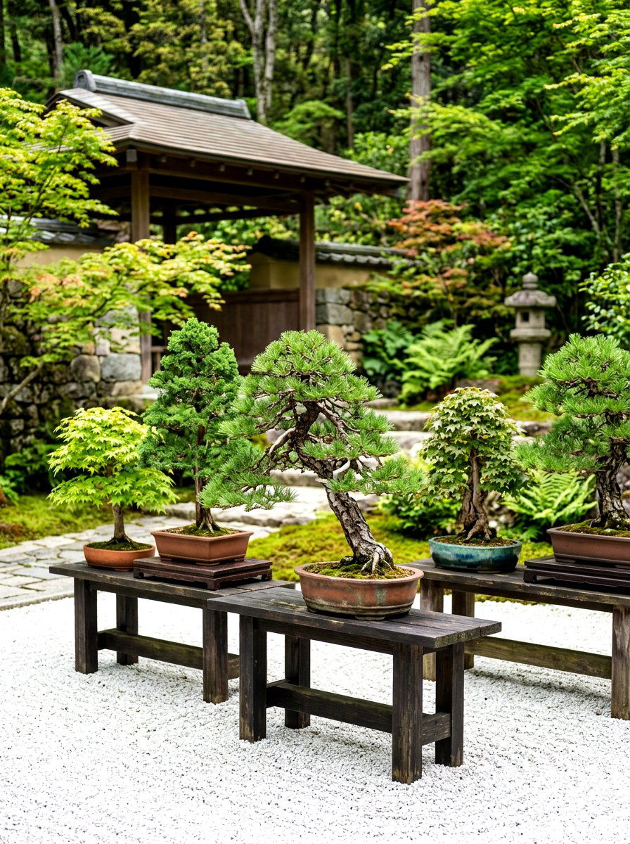 Bonsai Tree Display - 30 greenhouse corner ideas