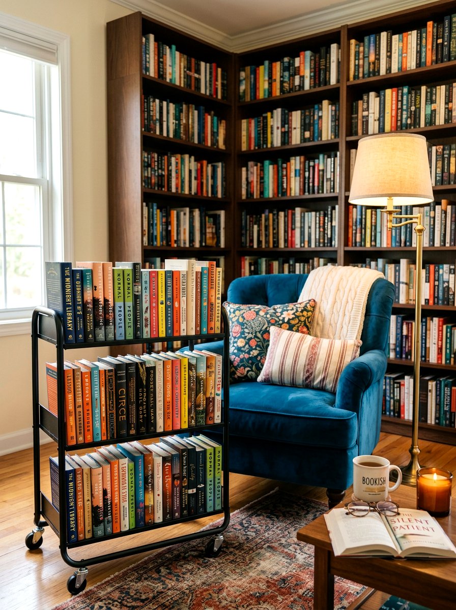 Book Lover Rolling Cart - 30 bedside cart storage ideas