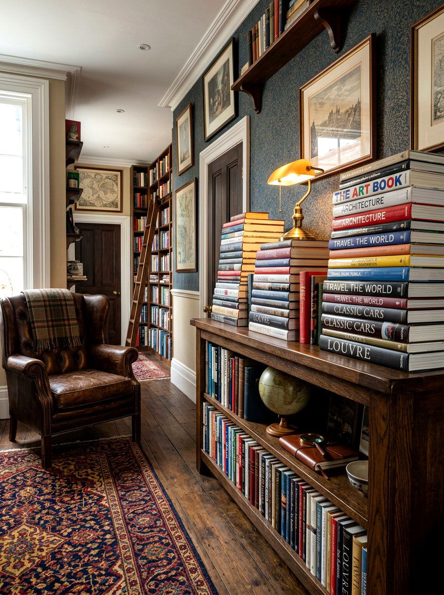 Book Stacked Entry Console - 30 entry console styling ideas