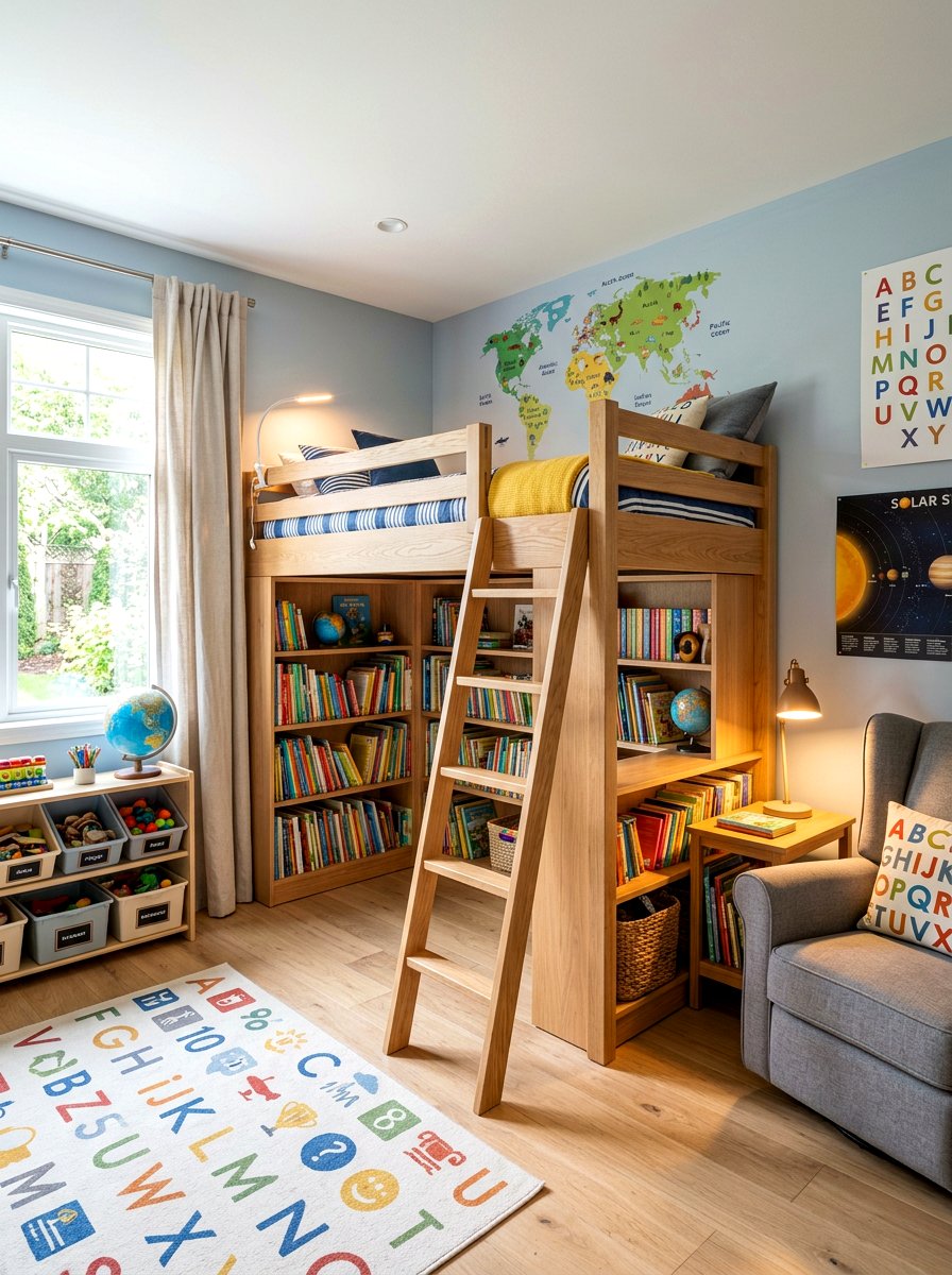 Bookcase Bunk Bed - 30 bunk room ideas