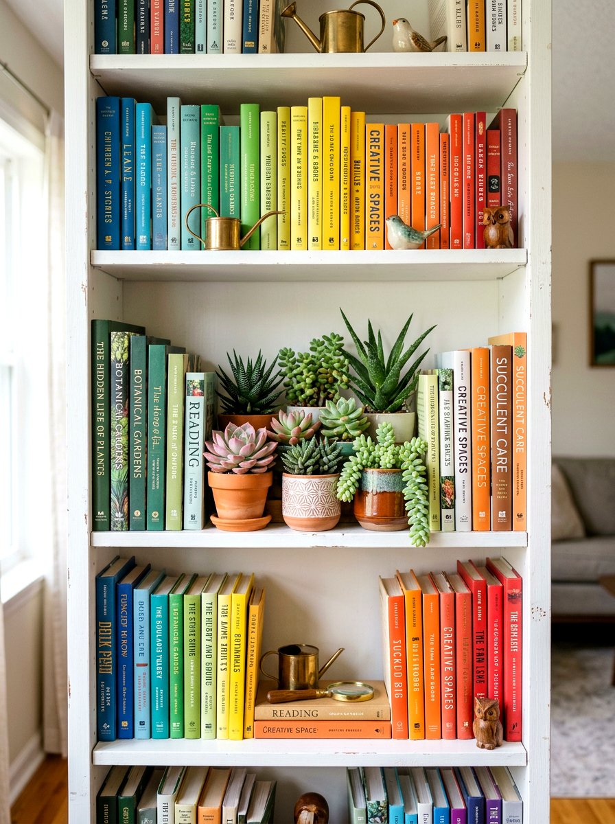 Bookcase Hidden Succulent Nook - 30 indoor succulent garden ideas