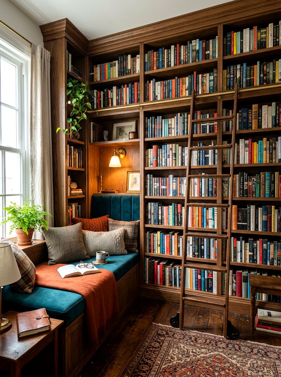 Bookcase Reading Nook - 30 small utility nook ideas