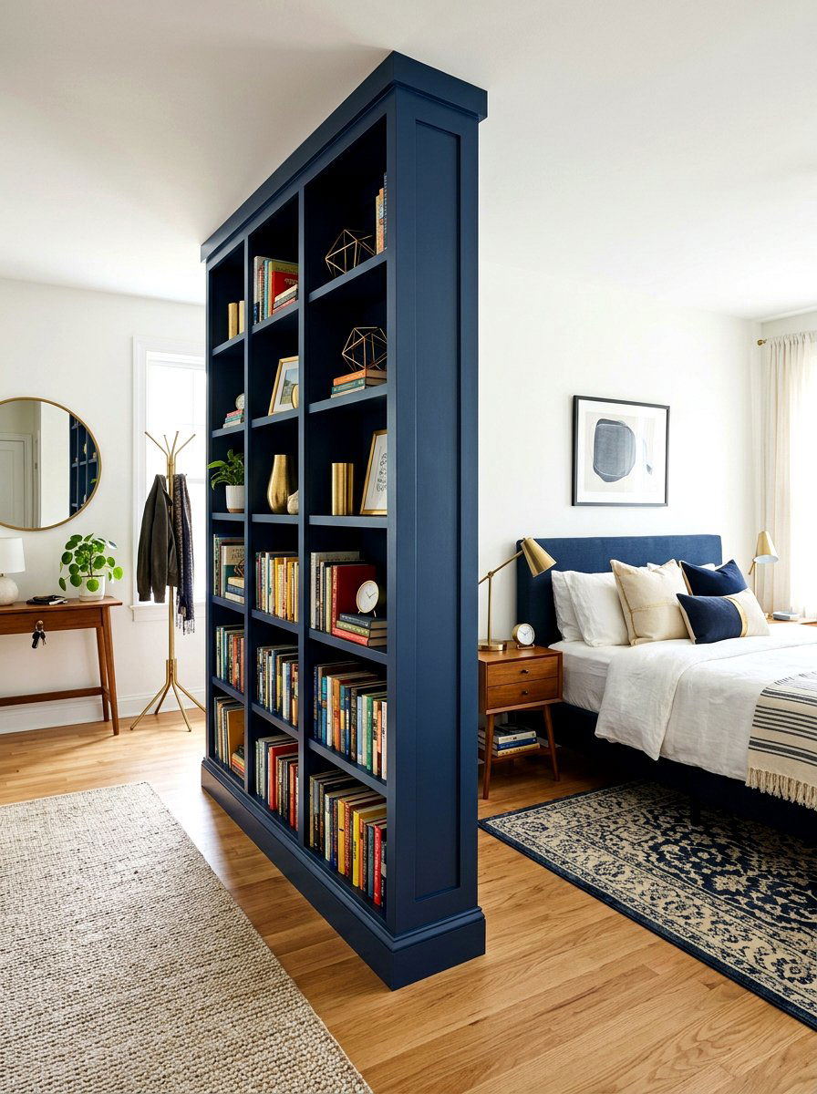 Bookcase with backing - 30 partial divider studio ideas