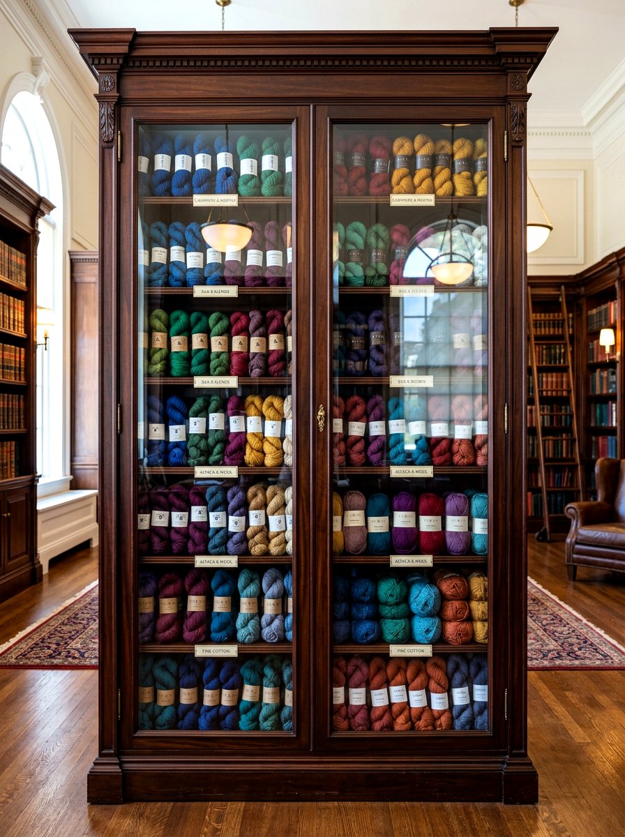 Bookcase with glass doors - 30 yarn storage ideas